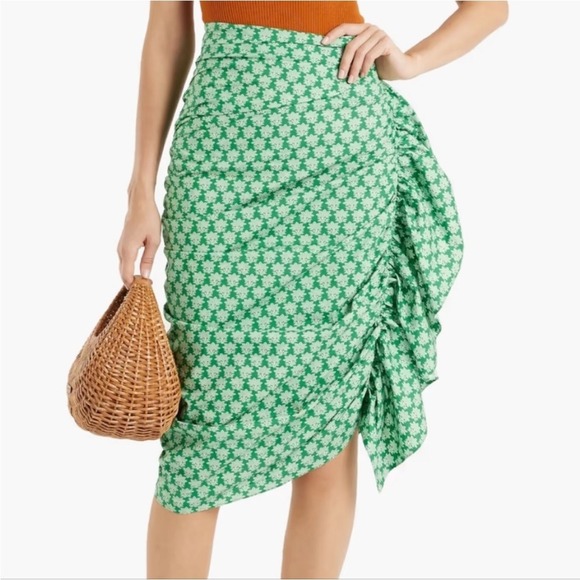 RHODE Green Asymmetric Felicity Scalloped Ruffle Skirt Women's Size 6 - Picture 2 of 13